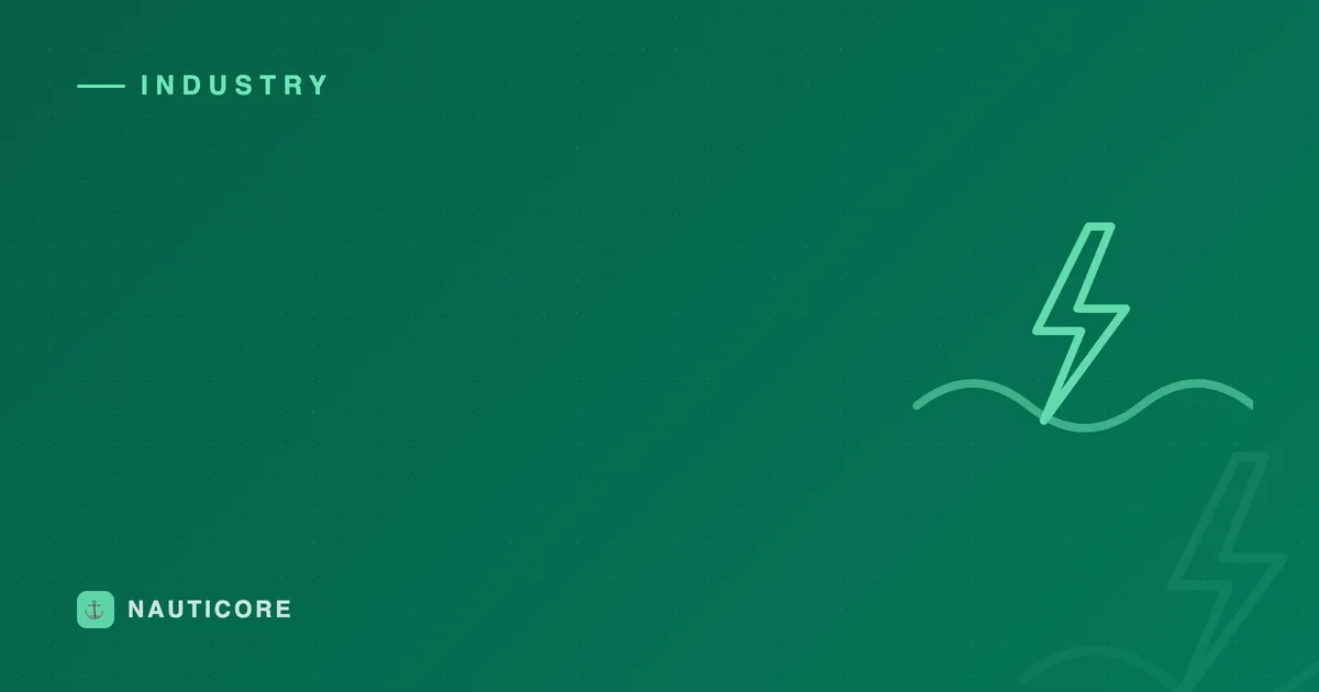 Wave and lightning motif on a sea-green background — electric boats in club fleets
